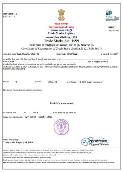 Trademark Registration Certificate Sample