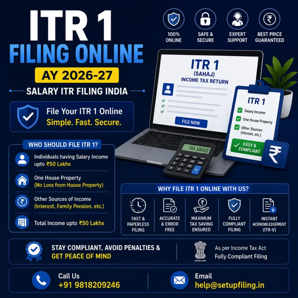 ITR 1 Filing Online — Sahaj Form for Salaried Individuals 1 ITR 1 filing, ITR 1 filing, salary ITR filing