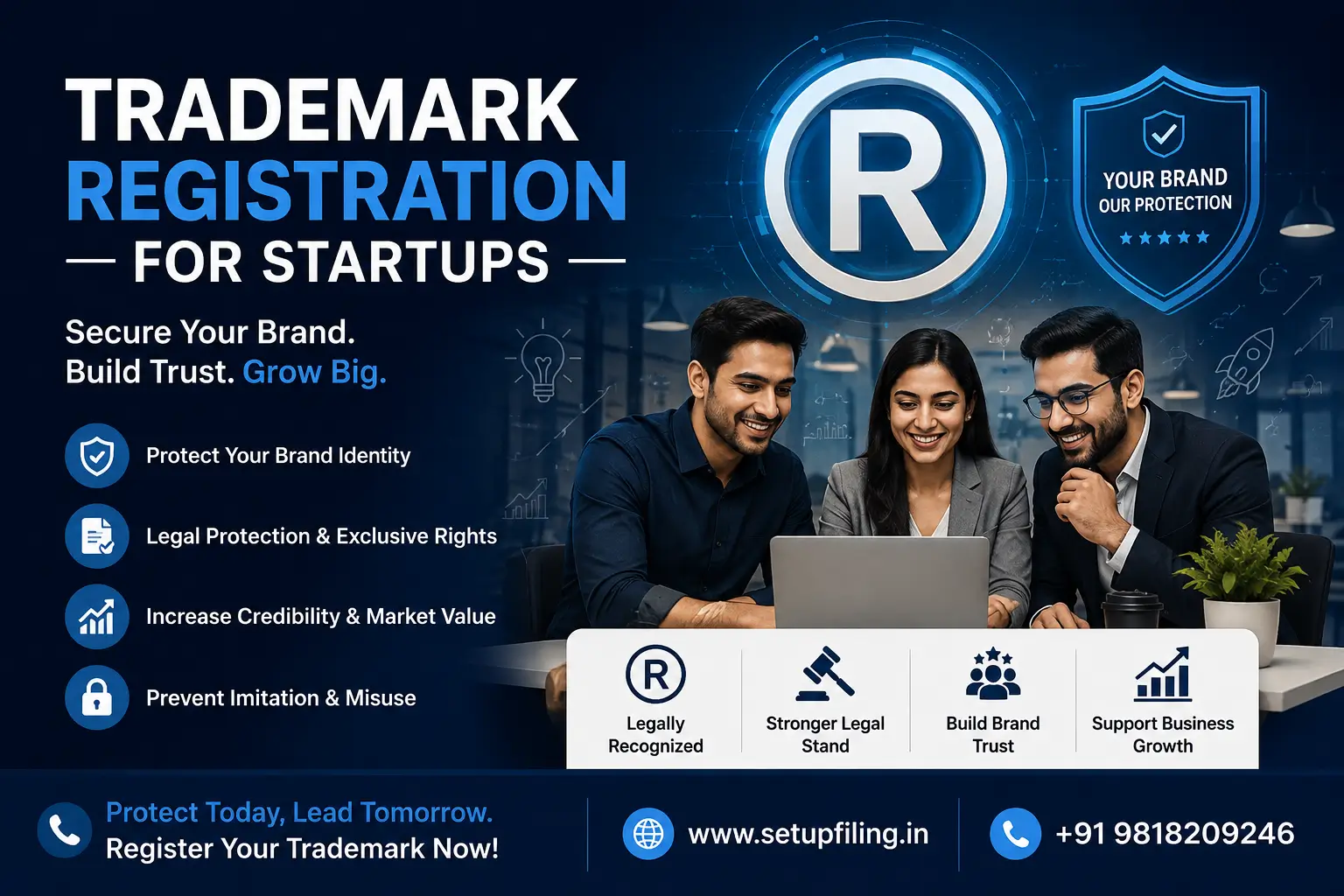 Trademark Registration for Startups in India - SetupFiling.in Trademark registration for startups in India - brand and logo protection process