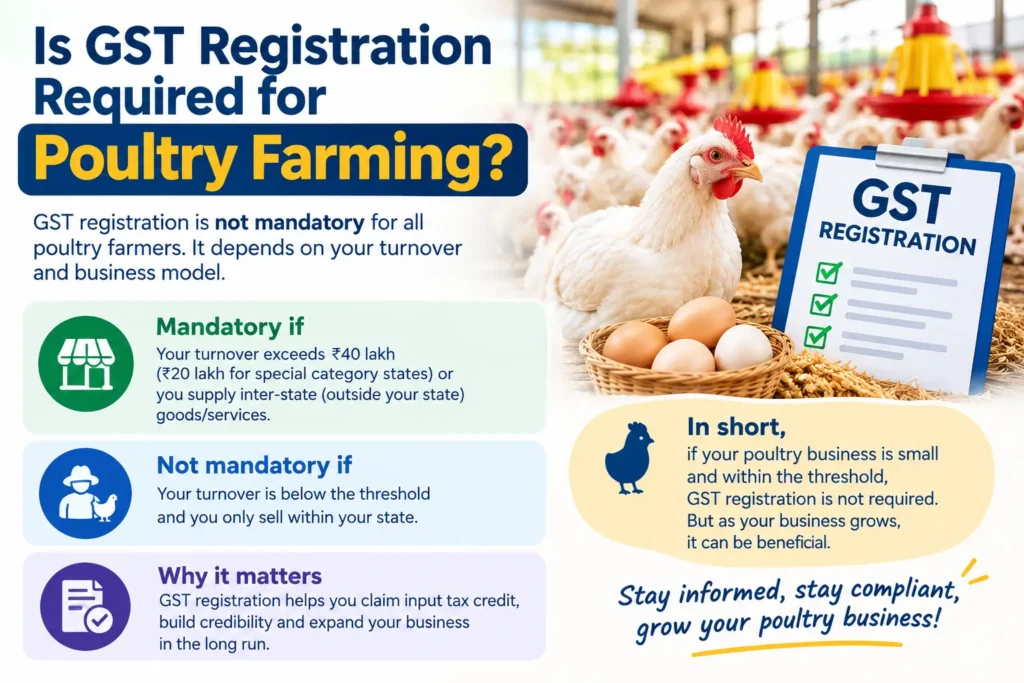 Is GST registration required for poultry farming in India