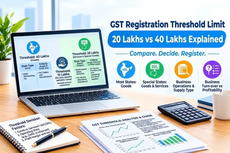 GST Registration Threshold Limit: ₹20 Lakhs vs ₹40 Lakhs - SetupFiling.in GST Registration Threshold Limit 20 Lakhs vs 40 Lakhs Explained in India