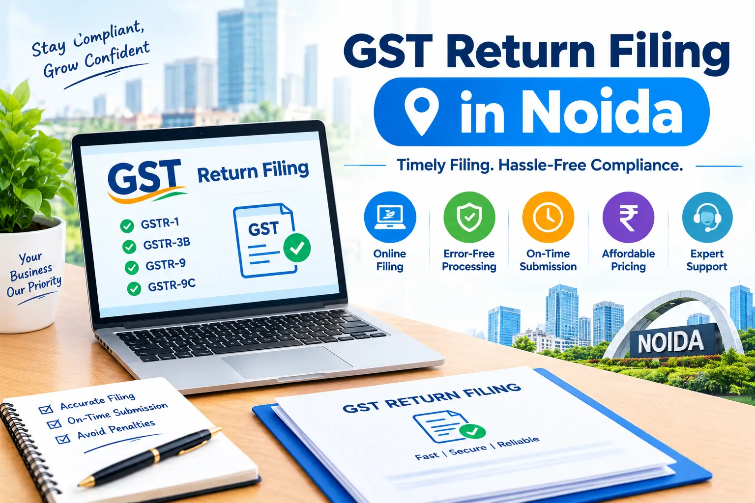 GST return filing in Noida - GSTR-1 and GSTR-3B filing services