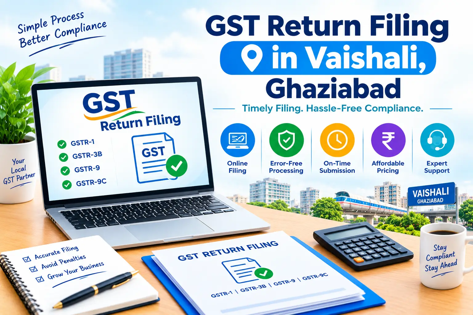 GST Return Filing in Vaishali, Ghaziabad - SetupFiling.in GST return filing in Vaishali, Ghaziabad - GSTR-1 and GSTR-3B filing services