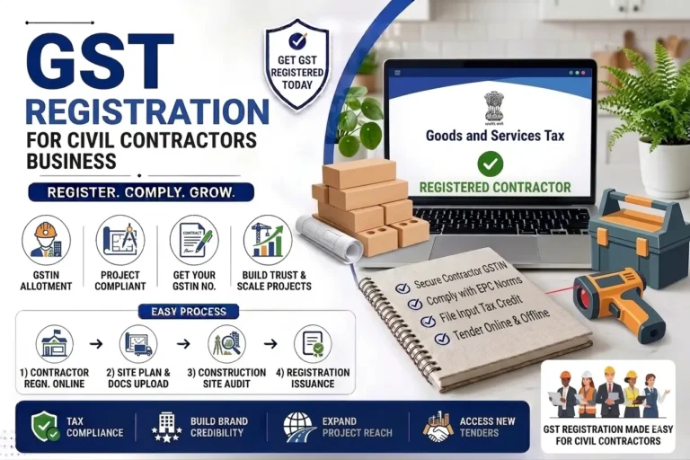step-by-step GST registration process, threshold rules, and document requirements for civil contractors.
