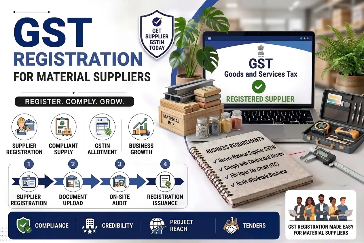 GST Registration for Material Suppliers – Apply Online - SetupFiling.in GST registration for material suppliers in India