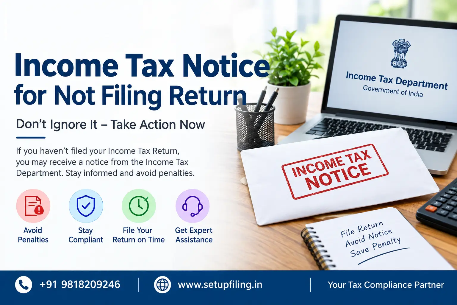Income Tax Notice for Not Filing Return – India - SetupFiling.in Income tax notice for not filing return in India