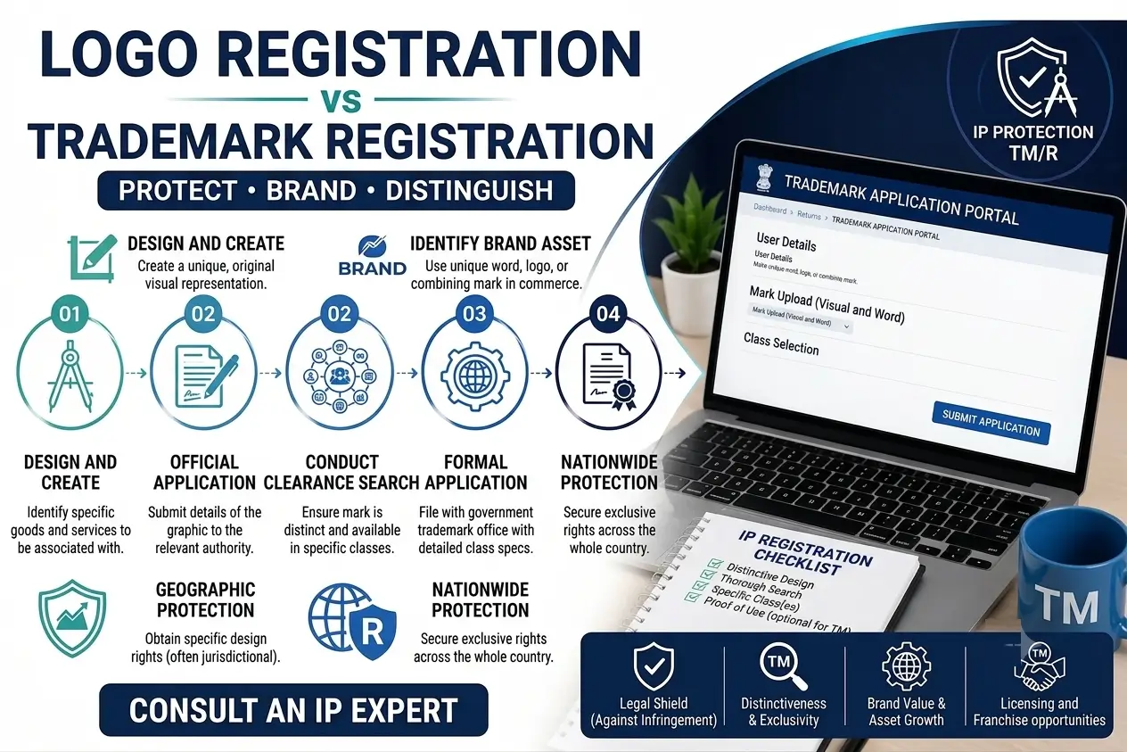 Logo Registration vs Trademark Registration in India - SetupFiling.in Logo registration vs trademark registration in India - copyright and trademark comparison