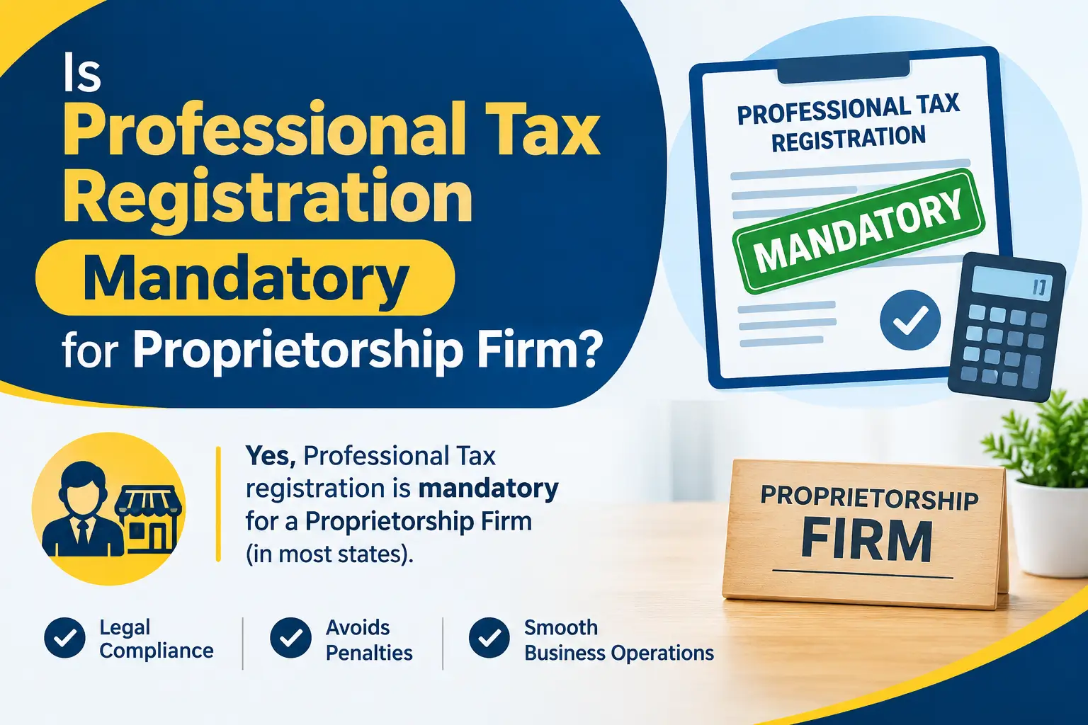 Is professional tax registration mandatory for a proprietorship firm in India