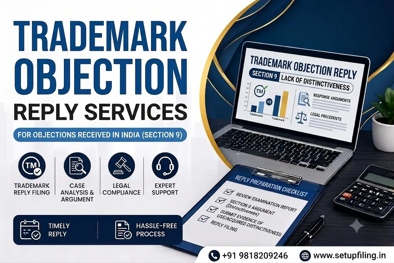 Trademark Objection Reply Section 9 – Lack of Distinctiveness - SetupFiling.in Trademark objection reply under Section 9 lack of distinctiveness
