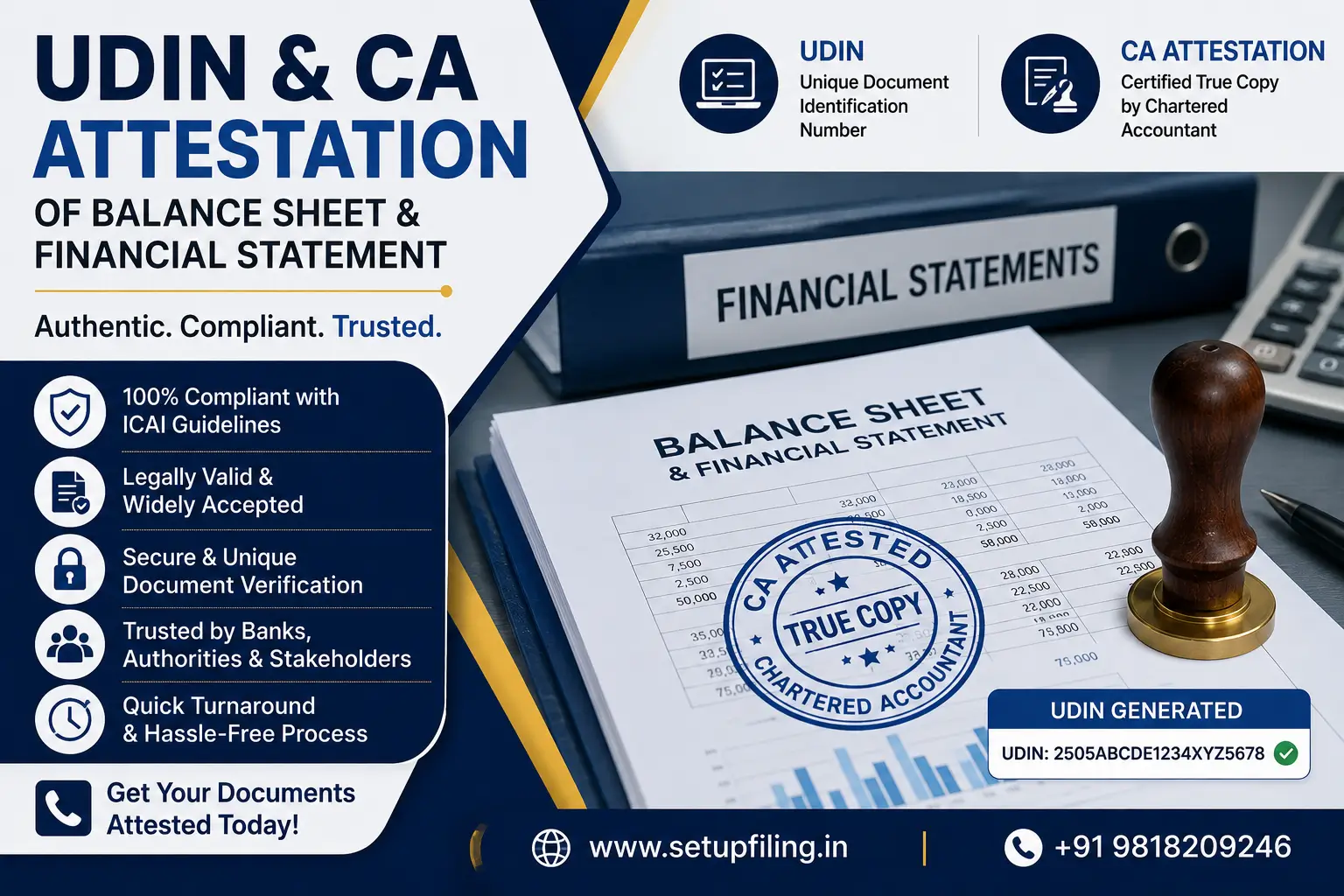 UDIN & CA Attestation of Balance Sheet & Financial Statements - SetupFiling.in UDIN and CA attestation of balance sheet and financial statements