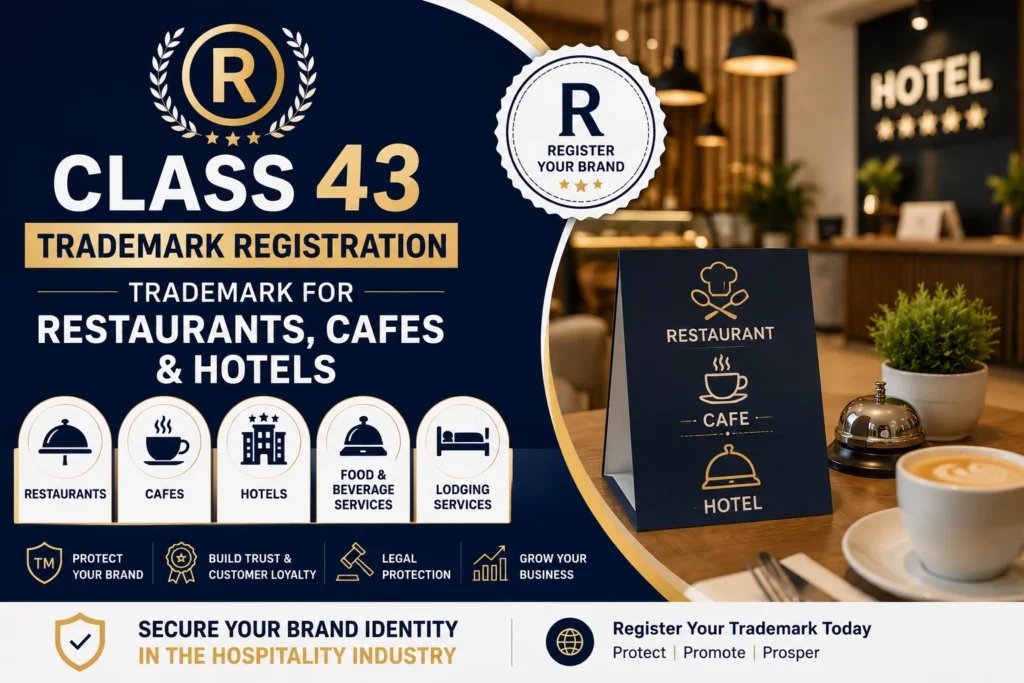 Class 43 Trademark Registration for Restaurants, Cafes & Hotels