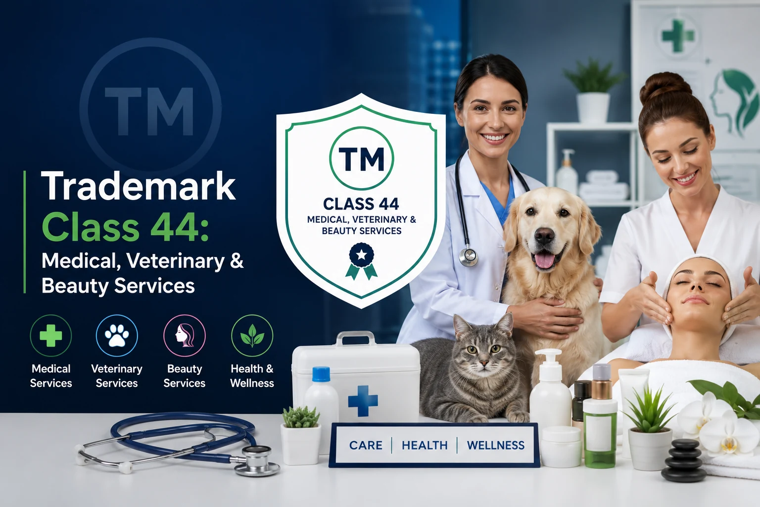 Trademark Class 44: Medical, Veterinary & Beauty Services - SetupFiling.in Trademark Class 44 for medical, veterinary and beauty services by SetupFiling.in