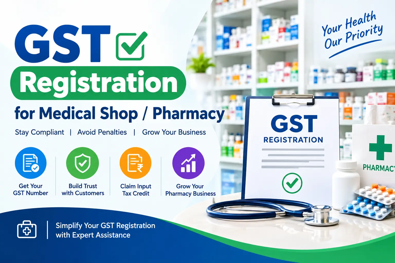 GST Registration for Medical Shop and Pharmacy in India by SetupFiling.in