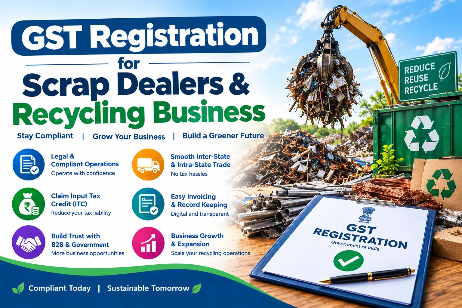 GST Registration for Scrap Dealers and Recycling Business in India by SetupFiling.in