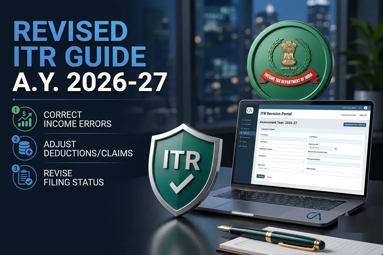 Revised ITR Filing for A.Y. 2026-27 in India - SetupFiling.in Revised ITR Filing for A.Y. 2026-27 process illustration